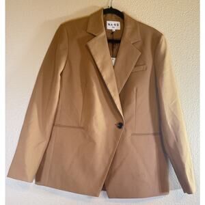 NWT NA-KD Size 38 US 8 Oversized Overlap Blazer Cream Corpcore Work Camel
